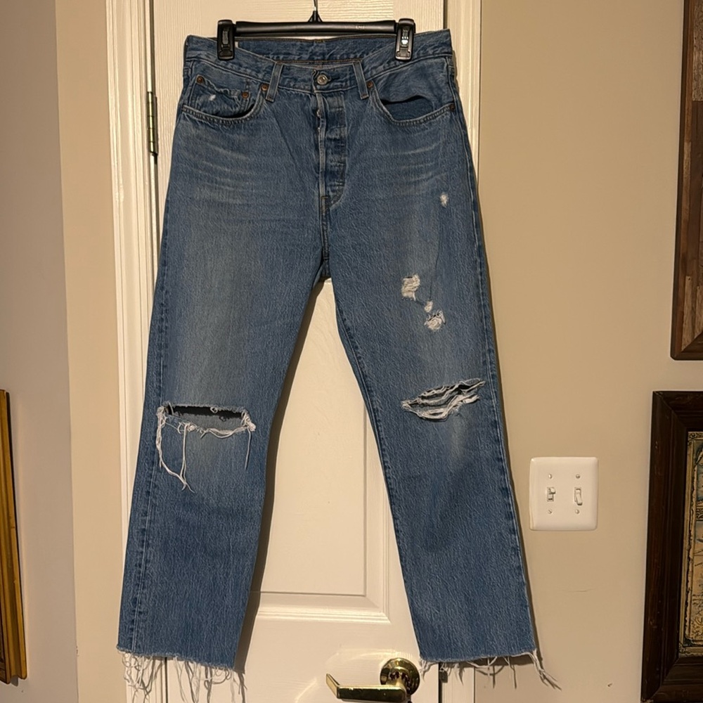 Distressed Levi’s 501s